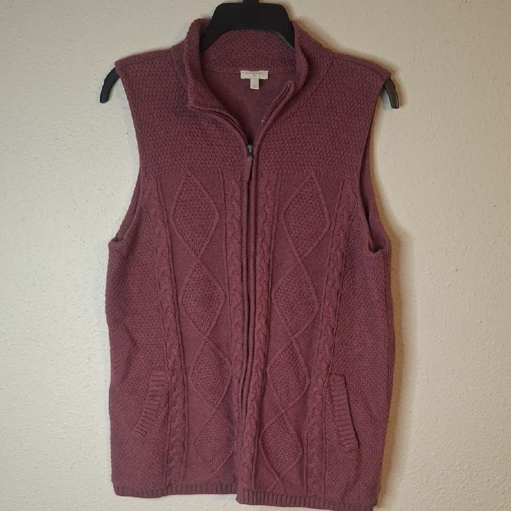 Talbots Knit Zip-Up Vest size large